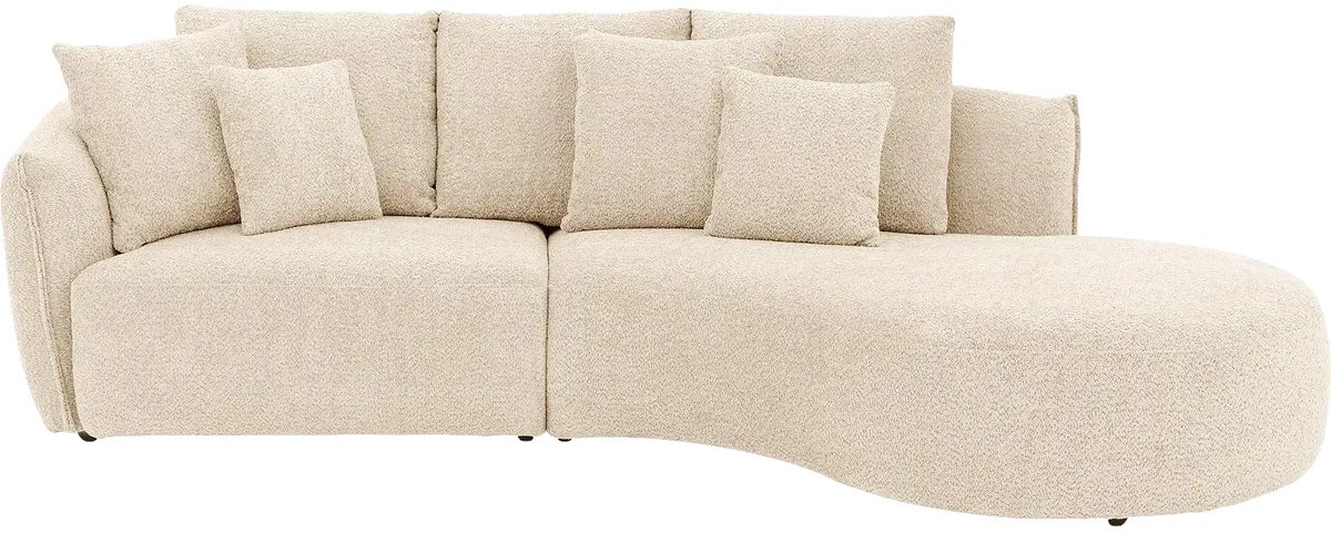 Goossens Hoekbank - Stof - Beige - 294 x 85 x 164 cm - Rechts