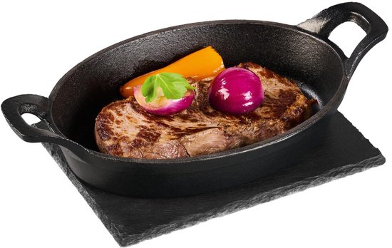 GRILLMEISTER Gietijzeren BBQ-grillpan - Mini ovale pan + serveerplateau van GRILLMEISTER — afbeelding 4