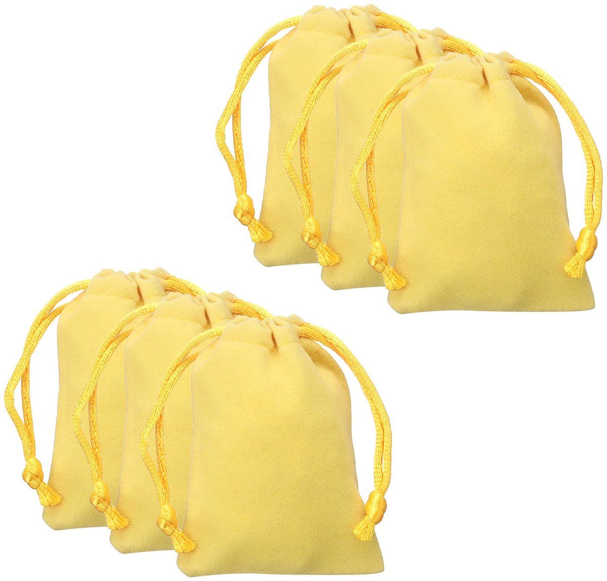 Set van 20 herbruikbare fluwelen cadeautasjes 5 cm x 7 cm voor sieraden, armband en parels - geel