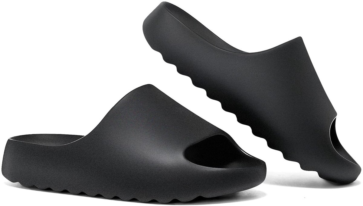 SnelShoppen - Foinledr EVA Antislip Kindersandalen, Lichtgewicht Comfortabele Badsandalen, Zomerslippers voor Jongens en Meisjes, Zachte Zool, Zwart,