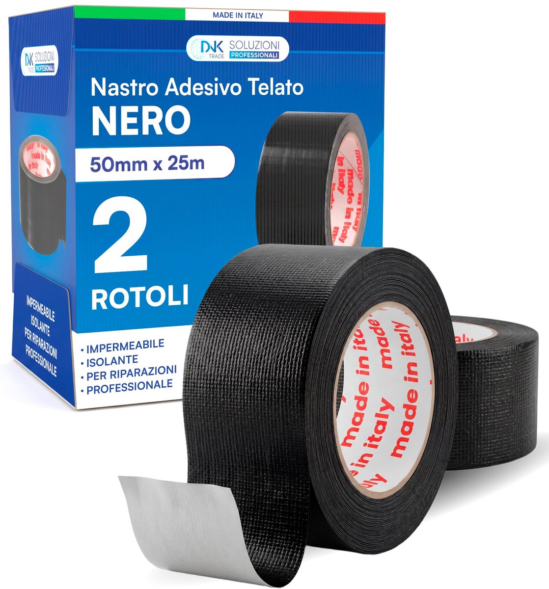 Textieltape 50 mm x 25 m - Zwart - Isolerend en waterdicht - Voor professionele reparaties - ShopVlot