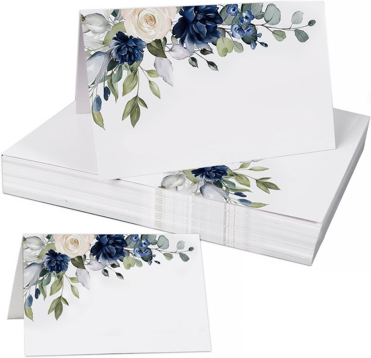 Dailygoods- Tafelkaarten 50 Stuks - Aquarel Bloemen - Opstelkaarten - Partydecoratie - Hoogwaardig Papier - 5 x 9 cm - Plaatskaarten