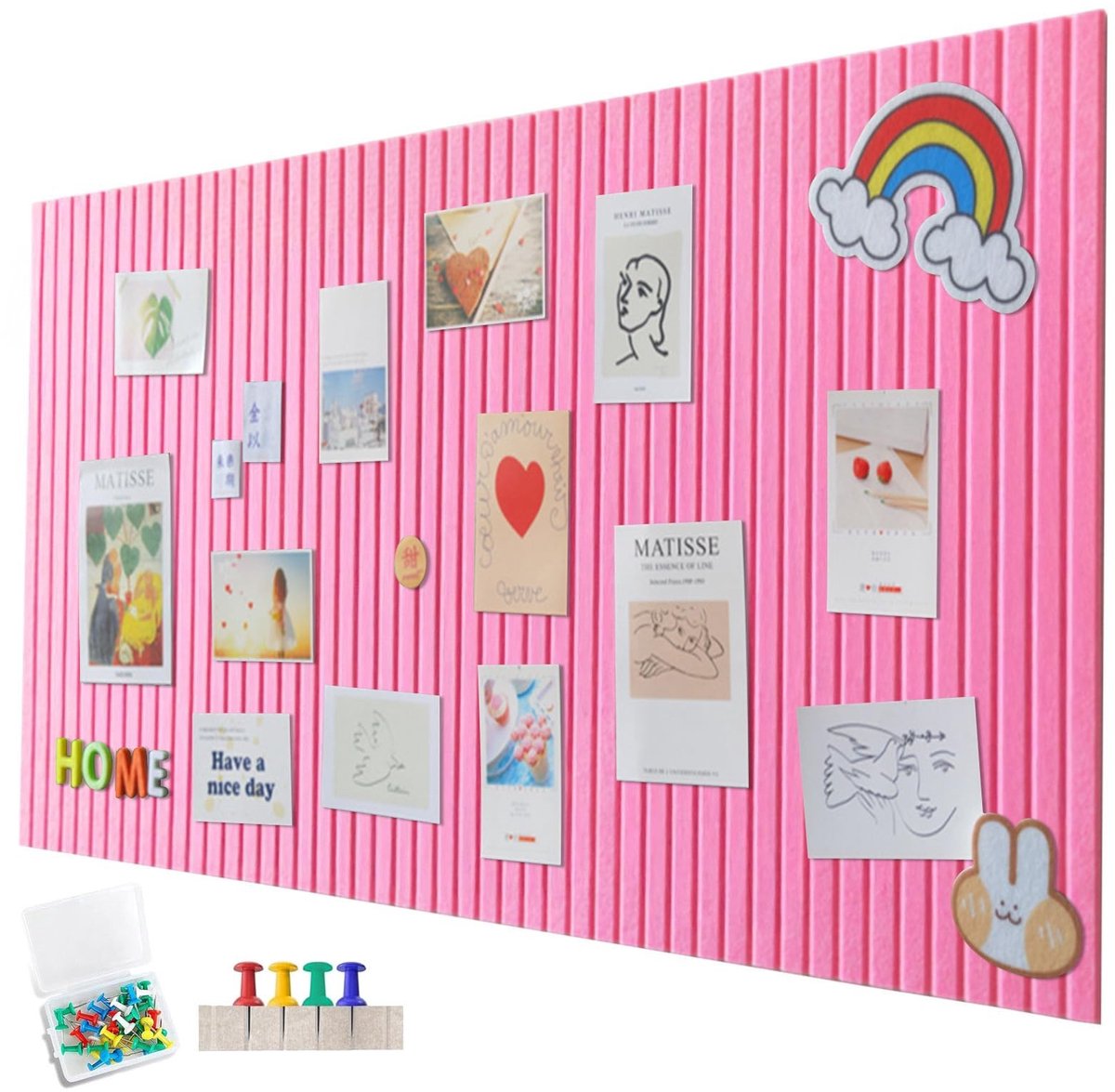 Dailygoods - Groot Kurk Prikbord met Vilt - 1 cm Dikke Foto Wand met Plakband