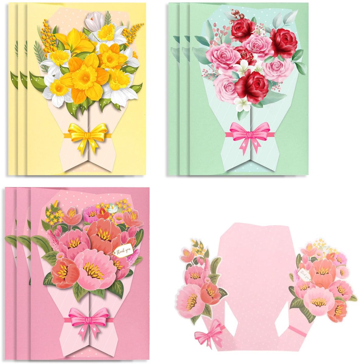 Dailygoods - Set van 9 Bedankkaartjes met Enveloppen en Stickers - Perfect voor Elke Gelegenheid