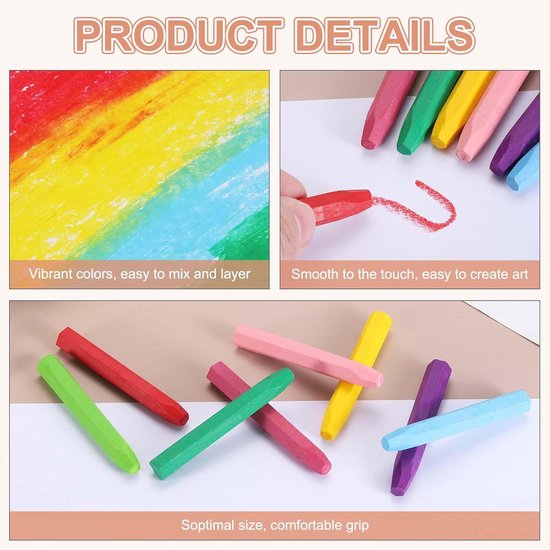 Oliepastels - Tekenkrijt Kleur - Tekenen en Schilderen - Zachte Textuur - 16 stuks - Wit — afbeelding 3