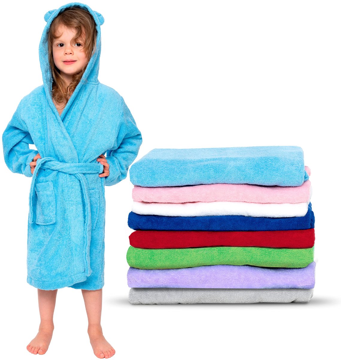 SnelShoppen - Badjas Kinderen - Zacht en Donzig - Microvezel 100% Polyester - OEKO-TEX® Gecertificeerd - Perfect voor Thuis en Vakantie