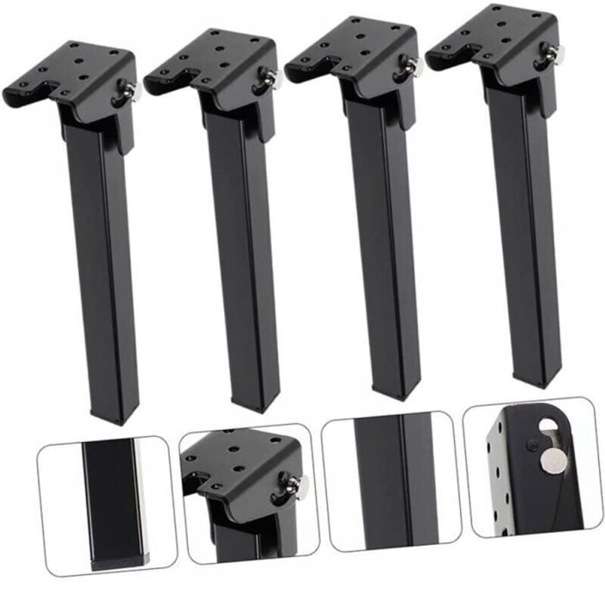 LISM-Opvouwbare meubelpoten - 4 stuks, 200 mm, zwart - Geschikt voor laptops, salontafels, bedden en kledingkasten