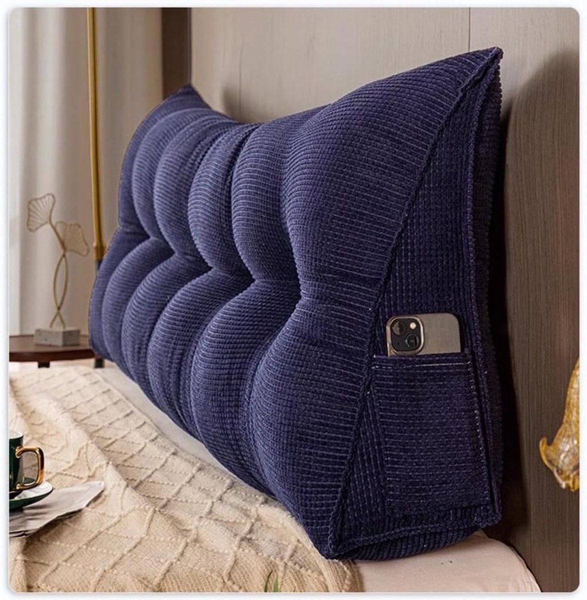 Groot Bedkussen - Hoofdkussen Tatami - Ontspannen Lezen - Zakontwerp - 80x23x50cm - Donkerblauw