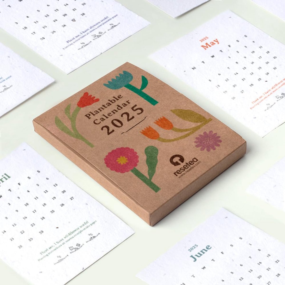 SnelShoppen - Plantbare Kalender 2025 - Duurzaam, Milieuvriendelijk, 12 Maanden, Groene Planten, Tuin, Cadeau, Educatief, Eco-vriendelijk