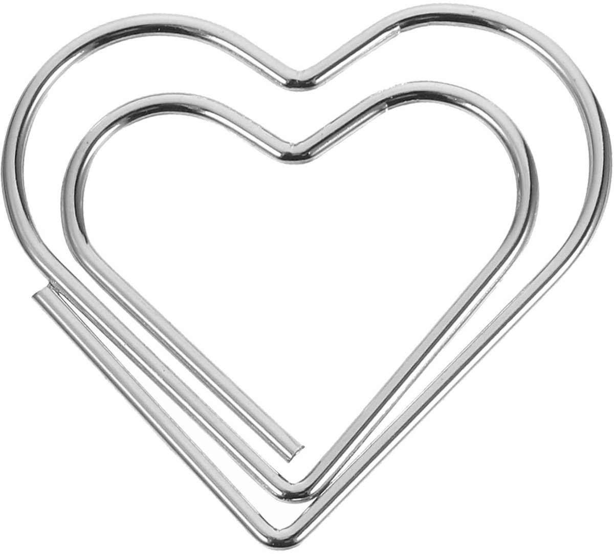 Fako Bijoux - 100x Clip Hart Zilver - Sluitclip - Paperclip - Papierklem - Cadeauverpakking - Trouwen - Geboorte - Zilverkleurig - 100 Stuks