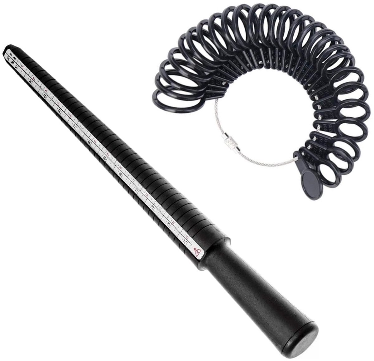 Fako Bijoux - Ringmaat Meter Set - Ring Vinger Meetgereedschap - Ring Diameter - Ringvinger - EU, US, & HK Maatvoering - Stick En Meetset 28-Delig - Zwart
