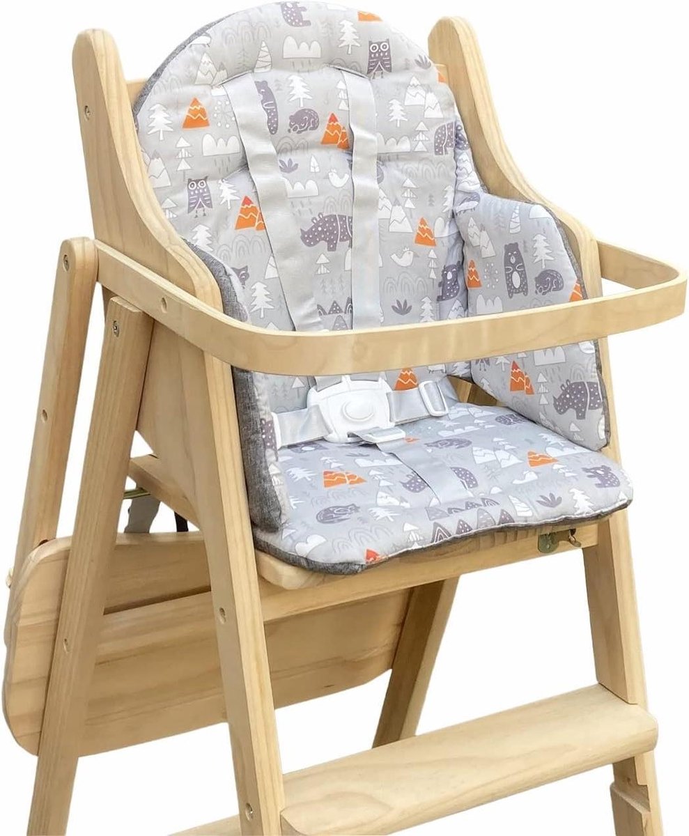 Kinderstoel Kussen - Stoelhoes Zitkussen - Baby Voeden - Machinewasbaar - 36 x 31 cm - Grijs