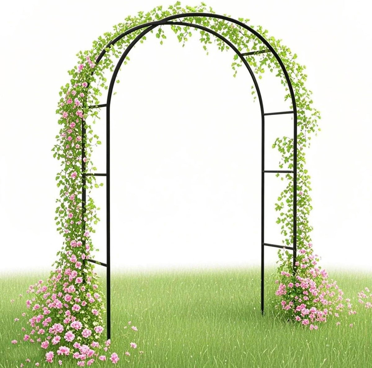 Tuinboog Metaal - Rozenboog Klimhulp - Planten Ondersteunen - Weerbestendig Staal - 300cm x 2.30m - Zwart