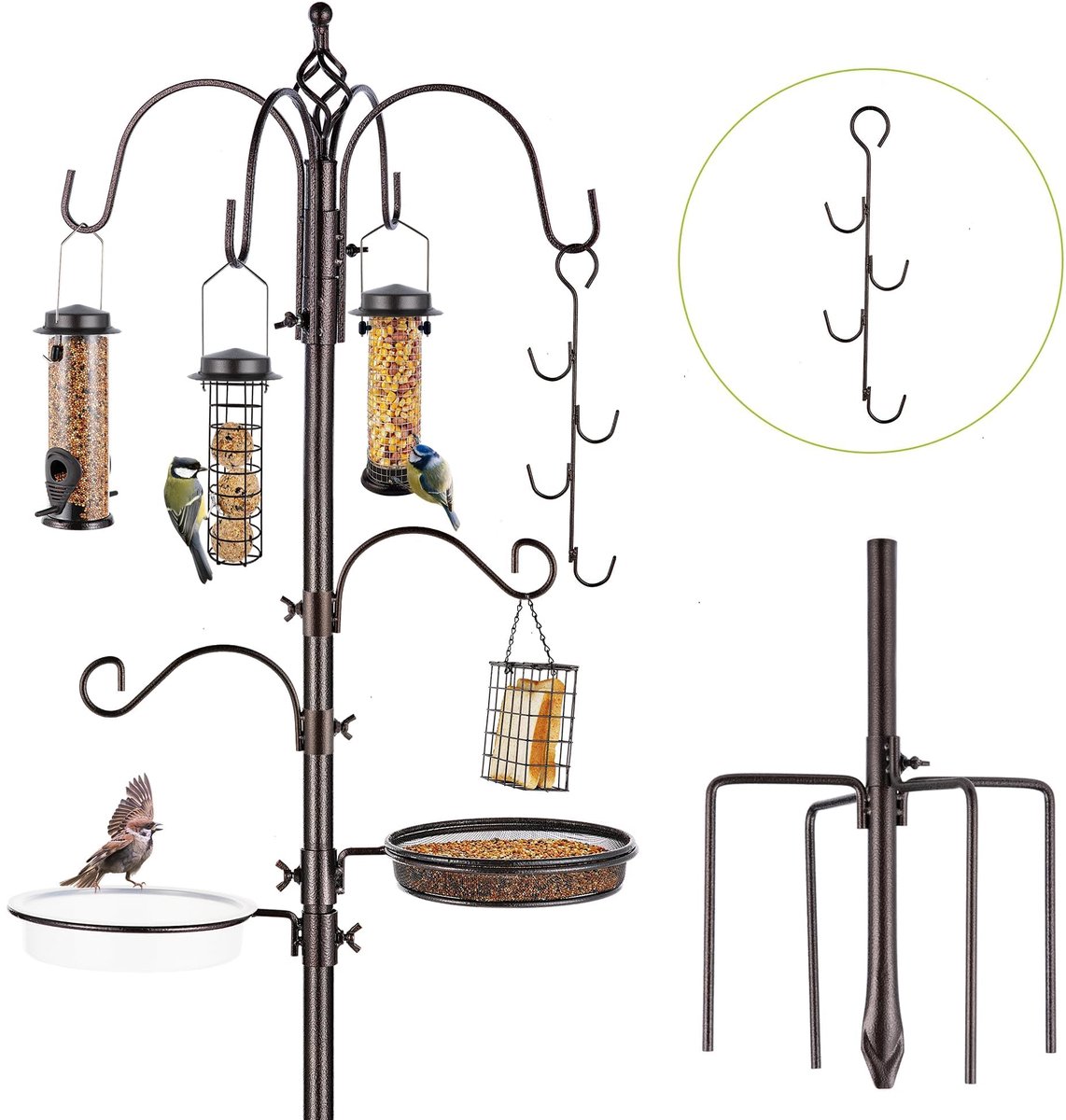 SnelShoppen - Luxe Vogelvoeder - Wild Bird Feeder - Metalen Talg Voederstation voor het Aantrekken van Wilde Vogels - Ophangset voor Bloempot - Set va