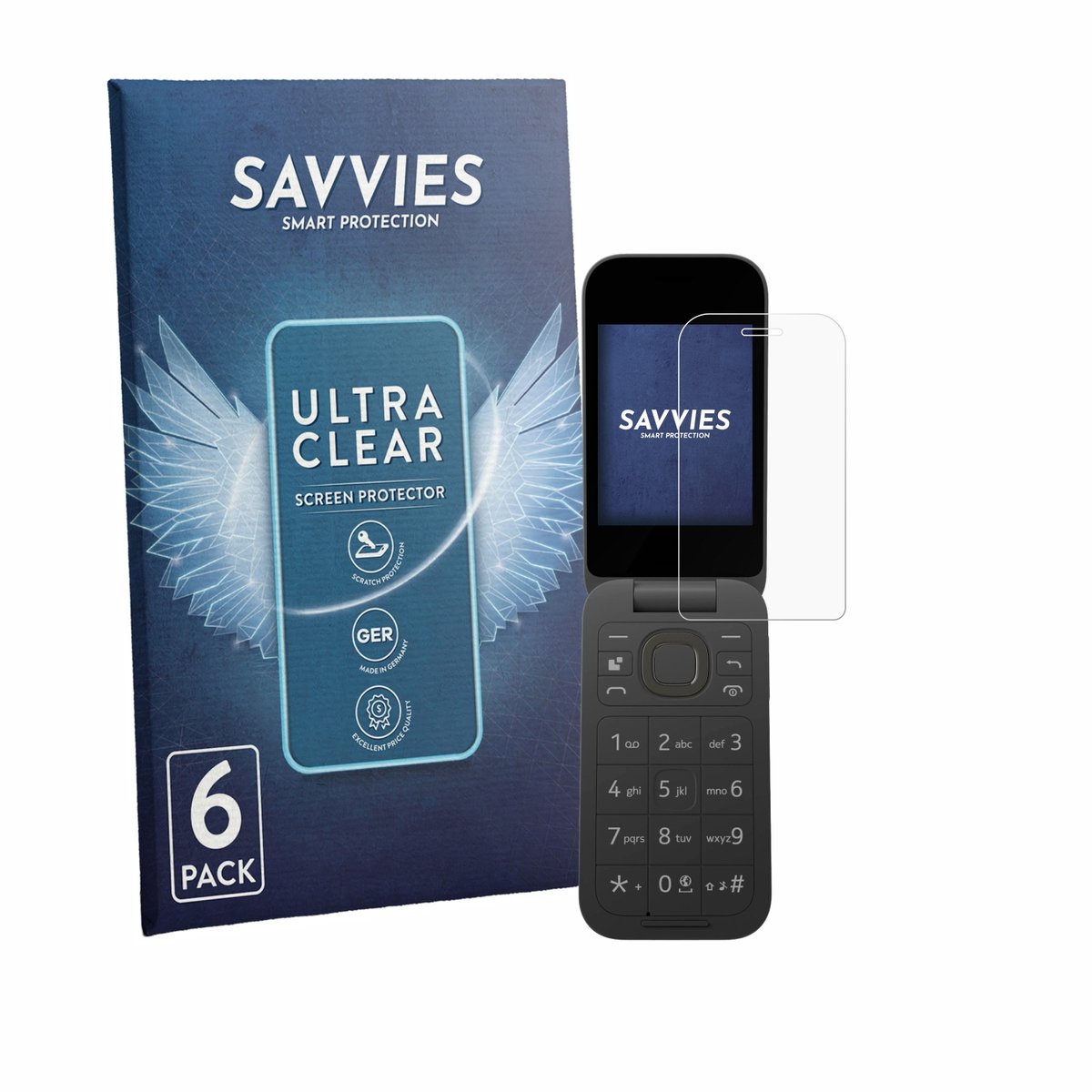 Savvies - Screenprotector voor HMD 2660 Flip 4G - Folie Beschermfolie transparant 6 Stuks