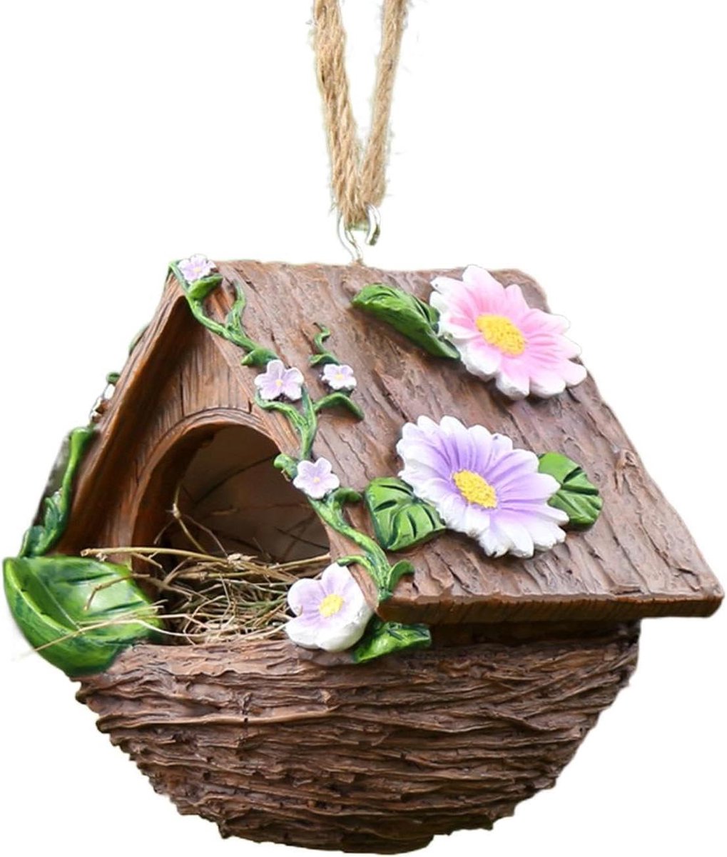 Vogelhuisje Hars - Nestkastje Buiten - Vogels Aantrekken - Kleurvast Ontwerp - 16 x 16 x 16 cm - Multicolor