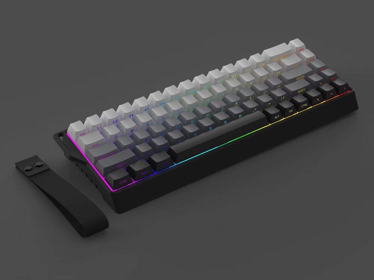 Amply K68 Mechanisch Gaming Toetsenbord - Draadloos Bluetooth & 2.4GHz en Bedraad - Hot-Swap - RGB Verlichting - 65% 68 Toetsen - Grijs thumbnail 2