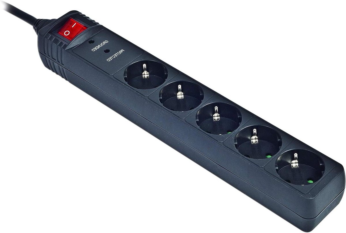 Stroomverdeler - Stopcontacten - Apparaten Aansluiten - Kindveilige Sloten - 3 Meter Kabel - Zwart