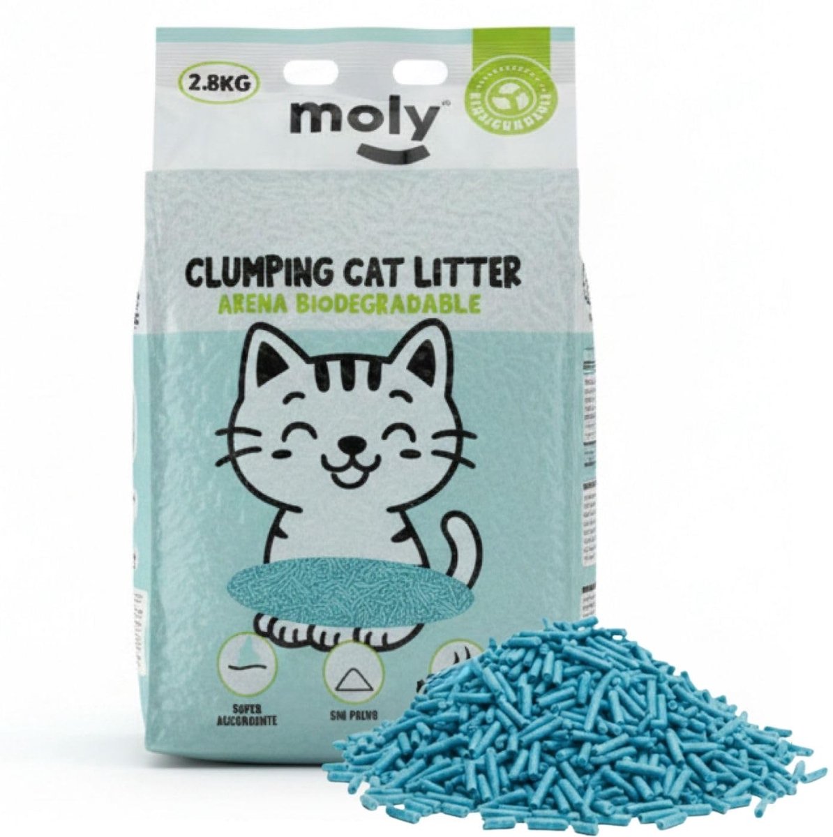SnelShoppen - Ecologische kattenbakvulling van maïs en bamboe met talkgeur, 2,8 kg/8,4 l, biologisch afbreekbaar, absorberend, geurabsorberend, type T
