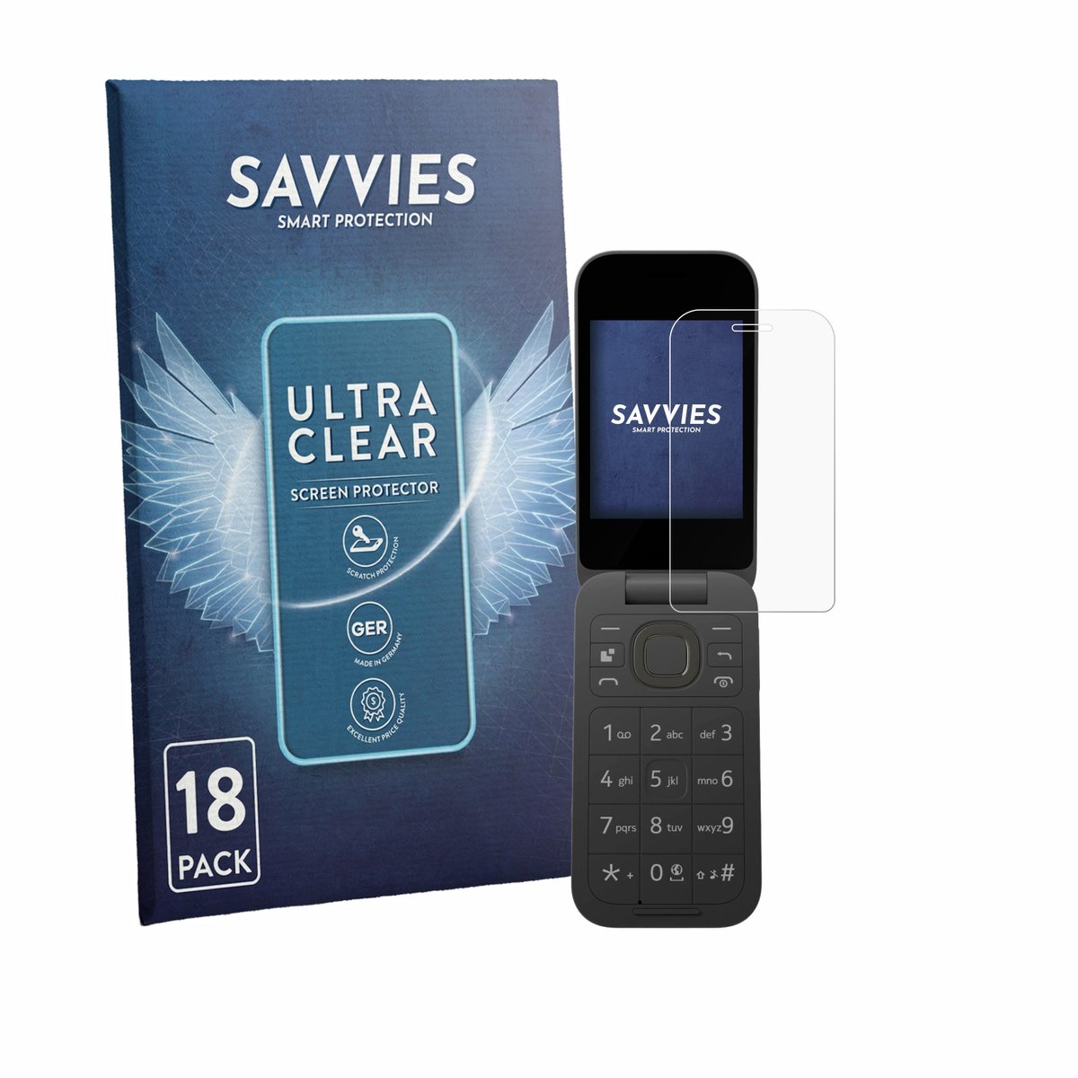 Savvies - Screenprotector voor HMD 2660 Flip 4G - Folie Beschermfolie transparant 18 Stuks