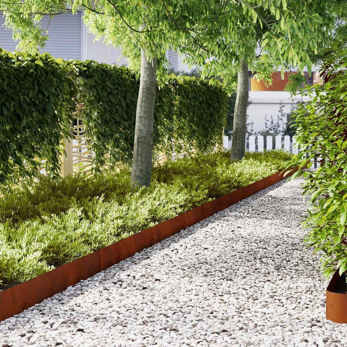 Gazonrand Staal - Bloembedrand Perkrand - Tuin Afscheiden - Weerbestendig Materiaal - 100 cm Lengte - Bruin
