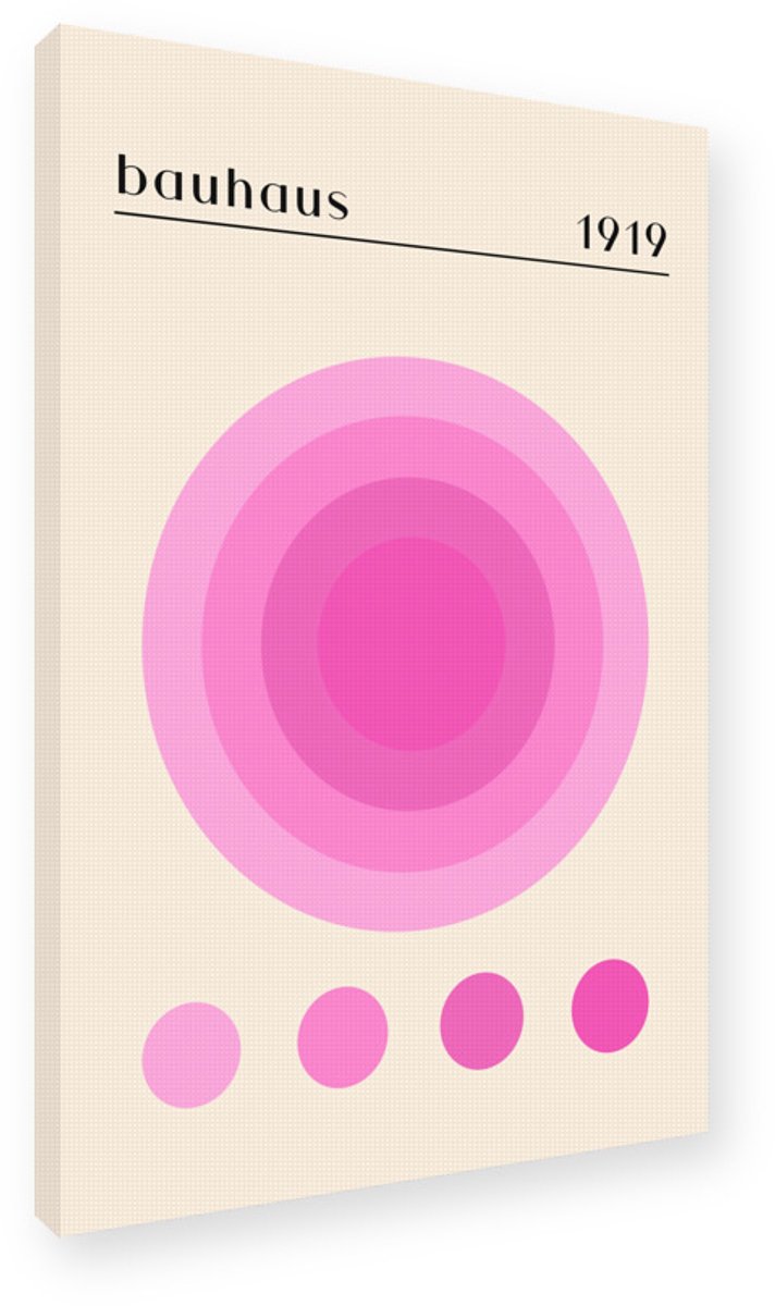 Bauhaus Schilderij Concentrische Cirkels - Wanddecoratie Canvas op Frame 20x30 cm - Geomet