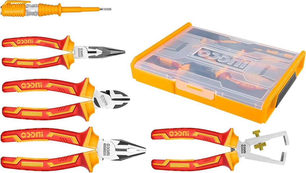 Geïsoleerde Tangenset - VDE Tangen Handgereedschap Set - Elektra Werkzaamheden - GS VDE Gecertificeerd - 5 stuks - Rood