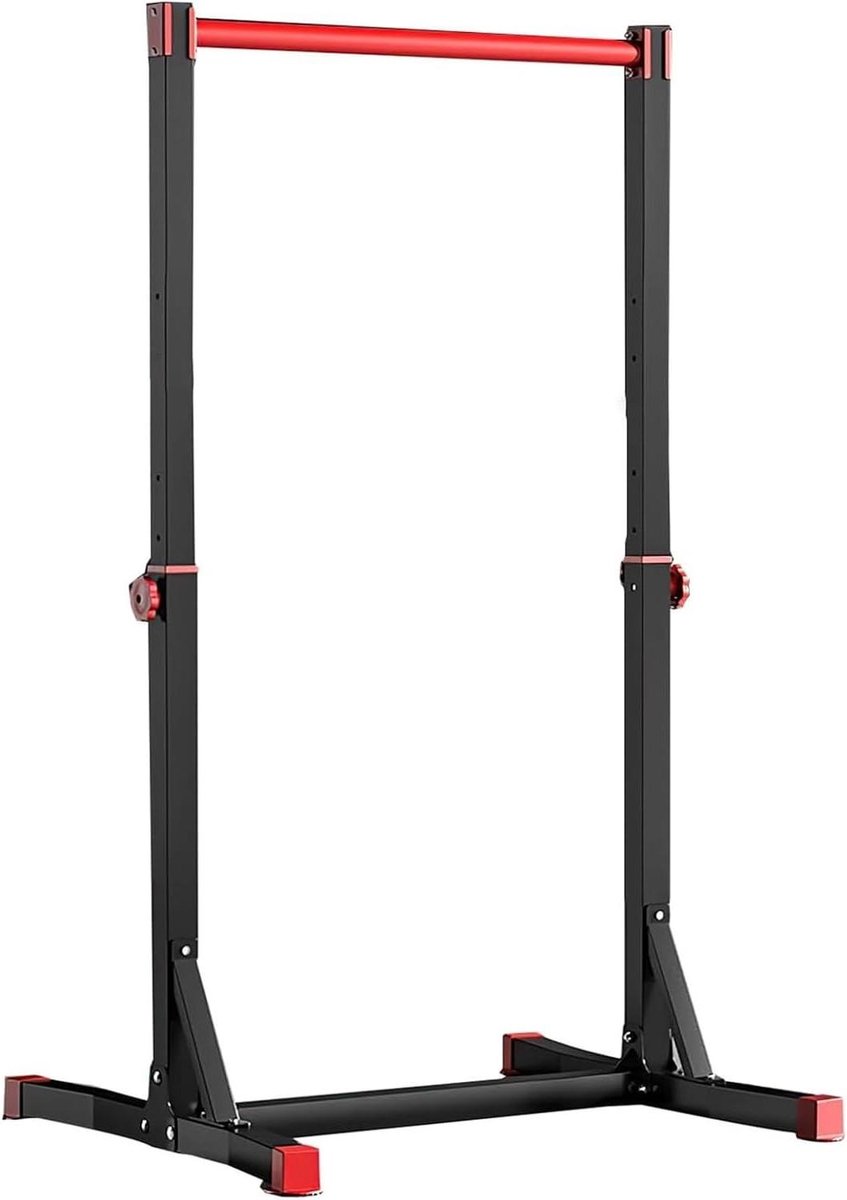 Power Tower - Fitnessstation Dip Station - Krachtraining Thuis - Verstelbare Hoogte - Tot 216 cm - Zwart
