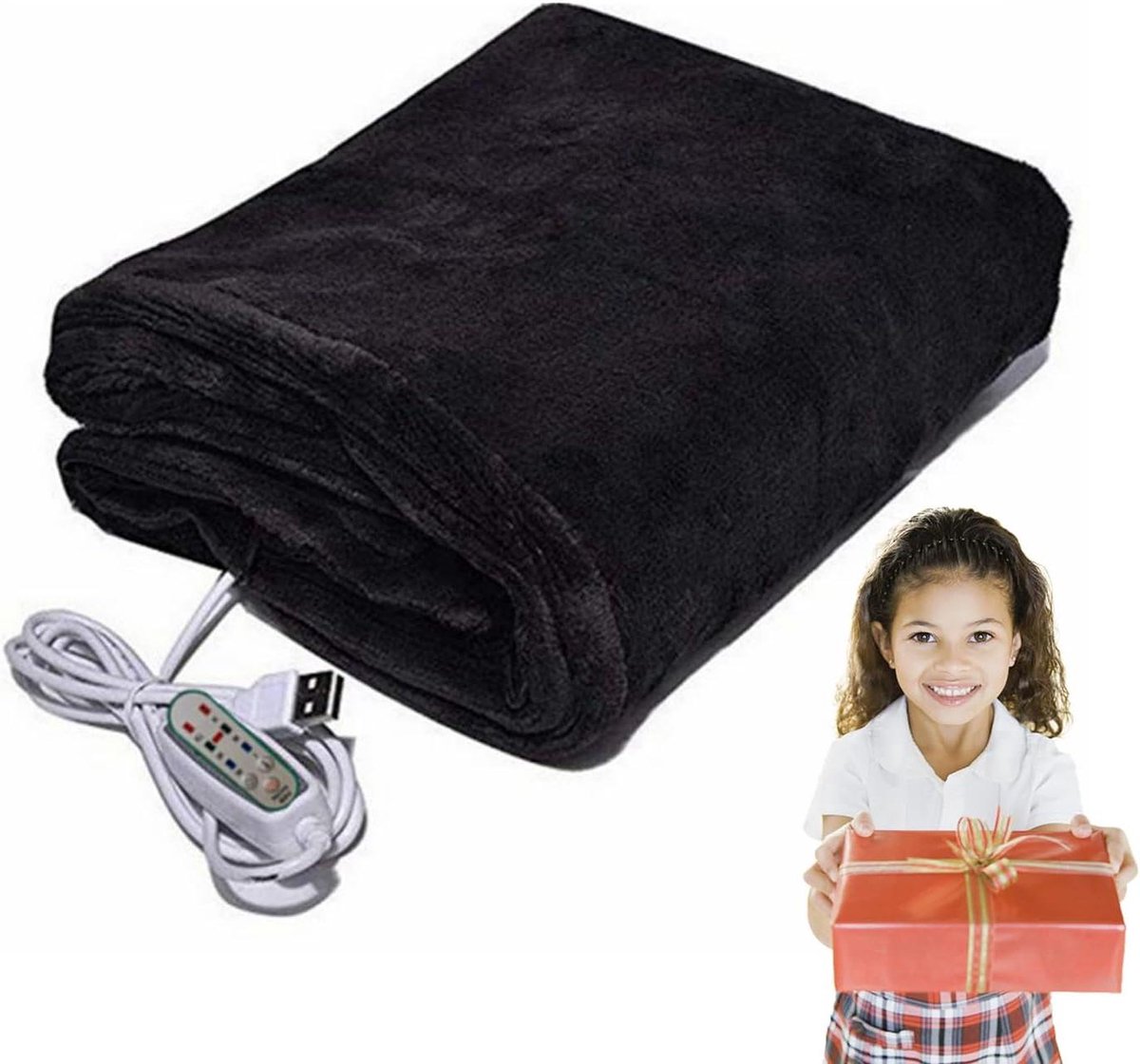 Elektrische Deken - Verwarmde Sprei - Warm Blijven - USB Verwarmd - 813 x 457 cm - Zwart