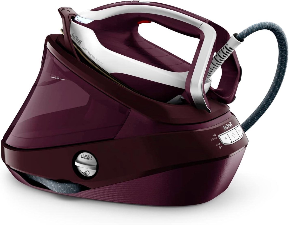 Stoomgenerator Strijkijzer - Stoomstrijkijzer Krachtig - Kreukels Verwijderen - Slim LED Verlichting - 8.3 bar - Bordeaux rood en wit