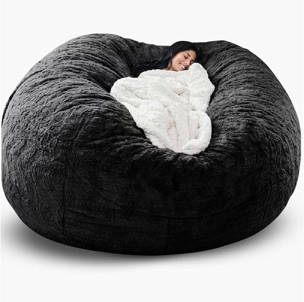 Zitzakhoes - Luie stoelhoes Bonenzakhoes - Ontspannen Zitten - Zacht Katoen Materiaal - 180 x 90 cm - Zwart
