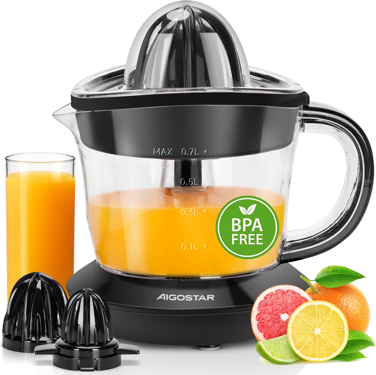 Bol.com Aigostar Citruspers - Citruspers electrisch - 0.7L - 40W - Zwart -thomas aanbieding