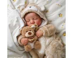 Sogiol® Levensechte Reborn Babypop Jongen (48 cm) - Inclusief pluche speelgoed - Handgemaakt & Realistisch - Zacht Vinyl - Met Accessoires, Fopspeen & Kleding - Slaapogen