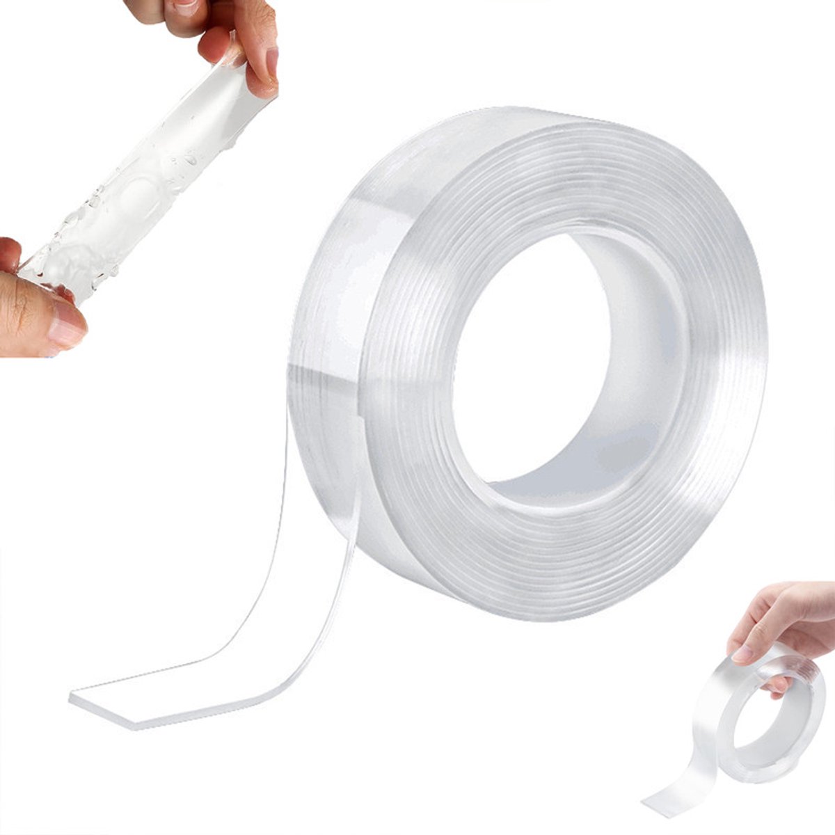 Nano Tape dubbelzijdig - Nano dubbelzijdige tape - Transparante dubbelzijdige montagetape - dubbelzijdig tape extra sterk- Wasbaar siliconen Nanotape transparant - Dubbelzijdige Montagetape - Plakband rollen - - 2mmx30mmx5m - Kleefband