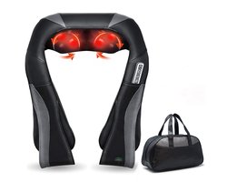 Gingko® Zen Shiatsu Massagekussen - Nekmassage Apparaat Draadloos - Rugmassage Apparaten - Massage Apparaat met Infrarood Warmte - Voor Nek, Schouder, Benen, Voeten, Buik - 8 Massagekoppen - Luxe Opbergtas - Zwart/Grijs