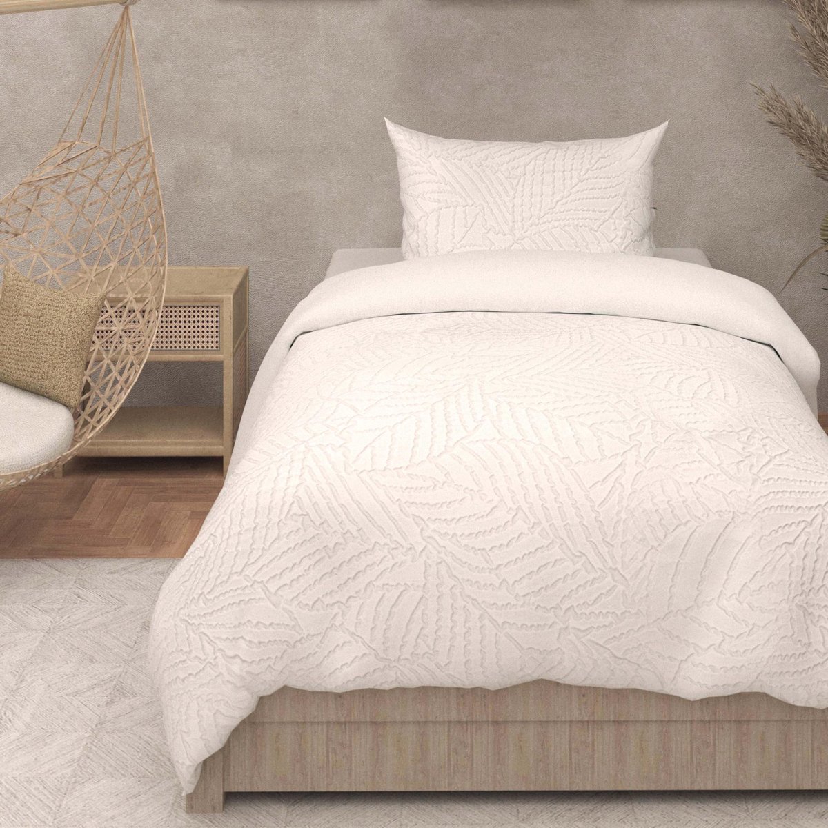 SnelShoppen - Intemporel Beddengoed 3D-microvezel 140x200 cm - Maya Wit - Luxe Katoen, Ideaal voor Slaapkamer en Logies