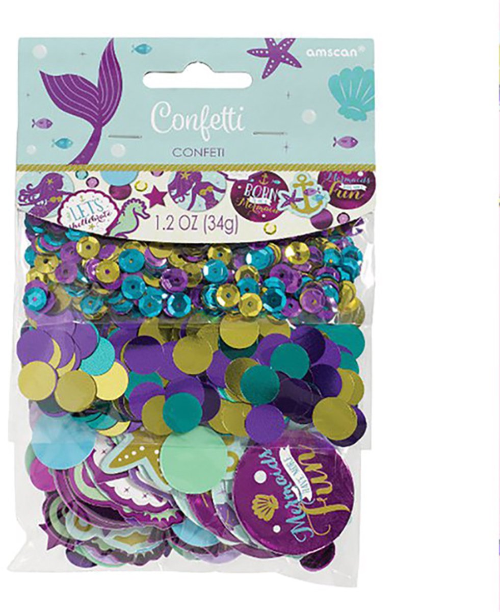 Zeemeermin tafelconfetti zakje 34gr - Amscan - Tafeldecoratie - papieren tafelconfetti kinderfeestje Zeemeermin