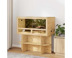 Terrarium voor Reptielen - Vivarium Reptielenhuis - Huisdieren Huisvesten - Inclusief Thermometer - 100 x 50 x 50 cm - Bruin