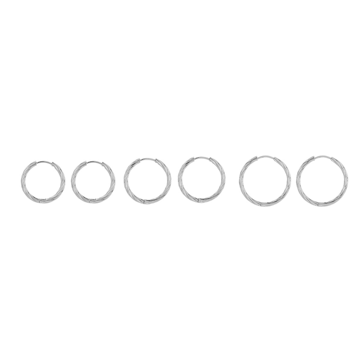 Stainless Steel Graduated Twisted Hoops Set – Luxe XL Oorringen Setje – RVS - Zilver