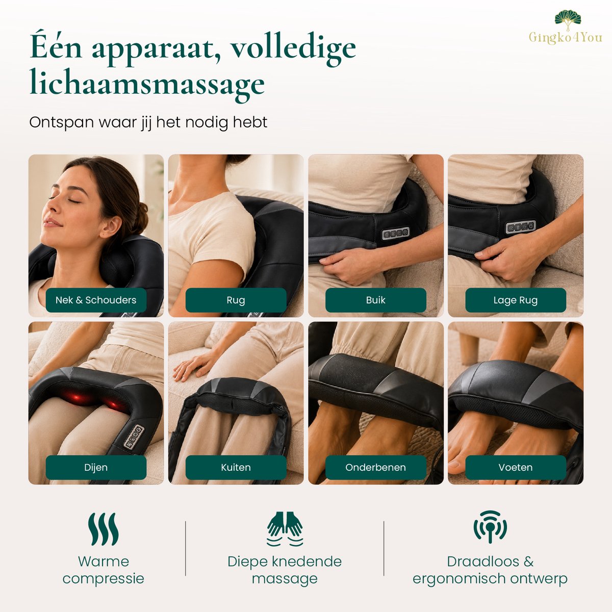 Gingko Zen Shiatsu Massagekussen thumbnail 5