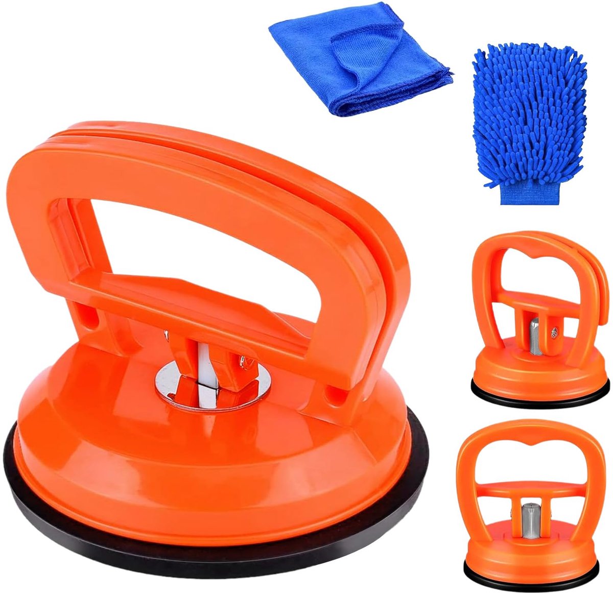 SnelShoppen - Deuktrekker Auto 5 PCS Deukreparatieset met Sterke Zuignappen, Reinigingshandschoen en Handdoek voor Auto, Glas, Tegels en Gladde Opperv