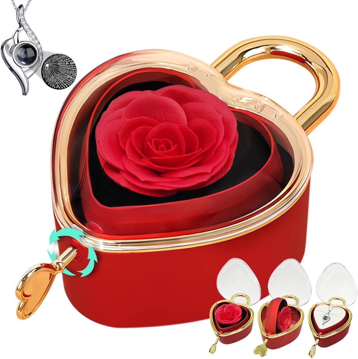 Eeuwige Roos met Sieraden - Geconserveerde Bloem - Cadeau geven - Echte Roos Behandeld