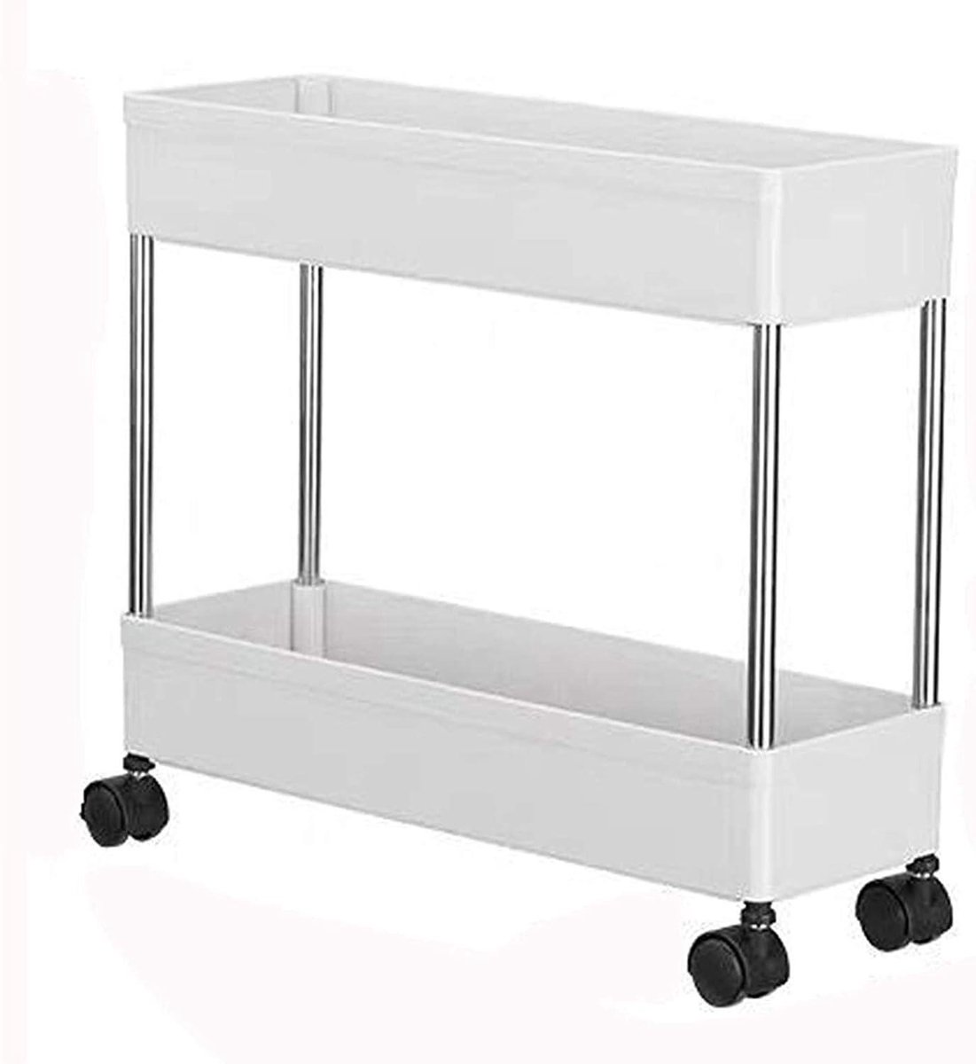 Opbergrek Trolley - Keukenrek Badkamerrek - Huishoudelijke Opslag - Met Wielen - Twee Verdiepingen - Veelkleurig