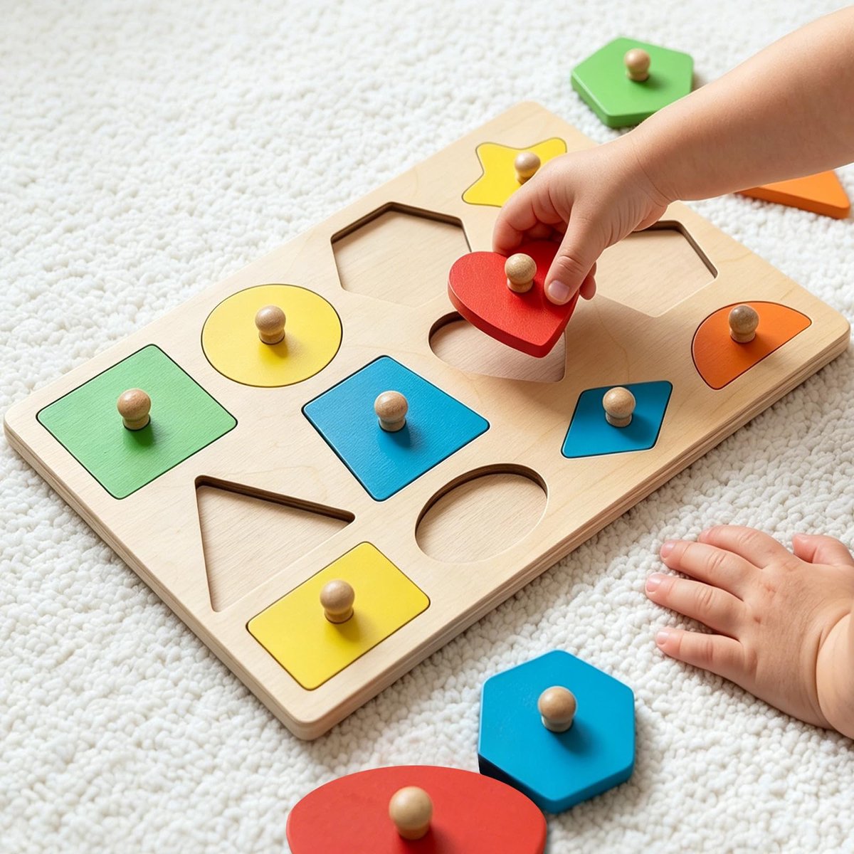 Ryoudavell - Houten Puzzel Kind 1 2 3 Jaar - Montessori Speelgoed Vormenpuzzel - Educatief Kinderspeelgoed voor Ontwikkeling van de Motoriek - Houten Steekpuzzel Babyspeelgoed - Cadeau Jongen en Meisje - Speelgoed Vormen Sorteren