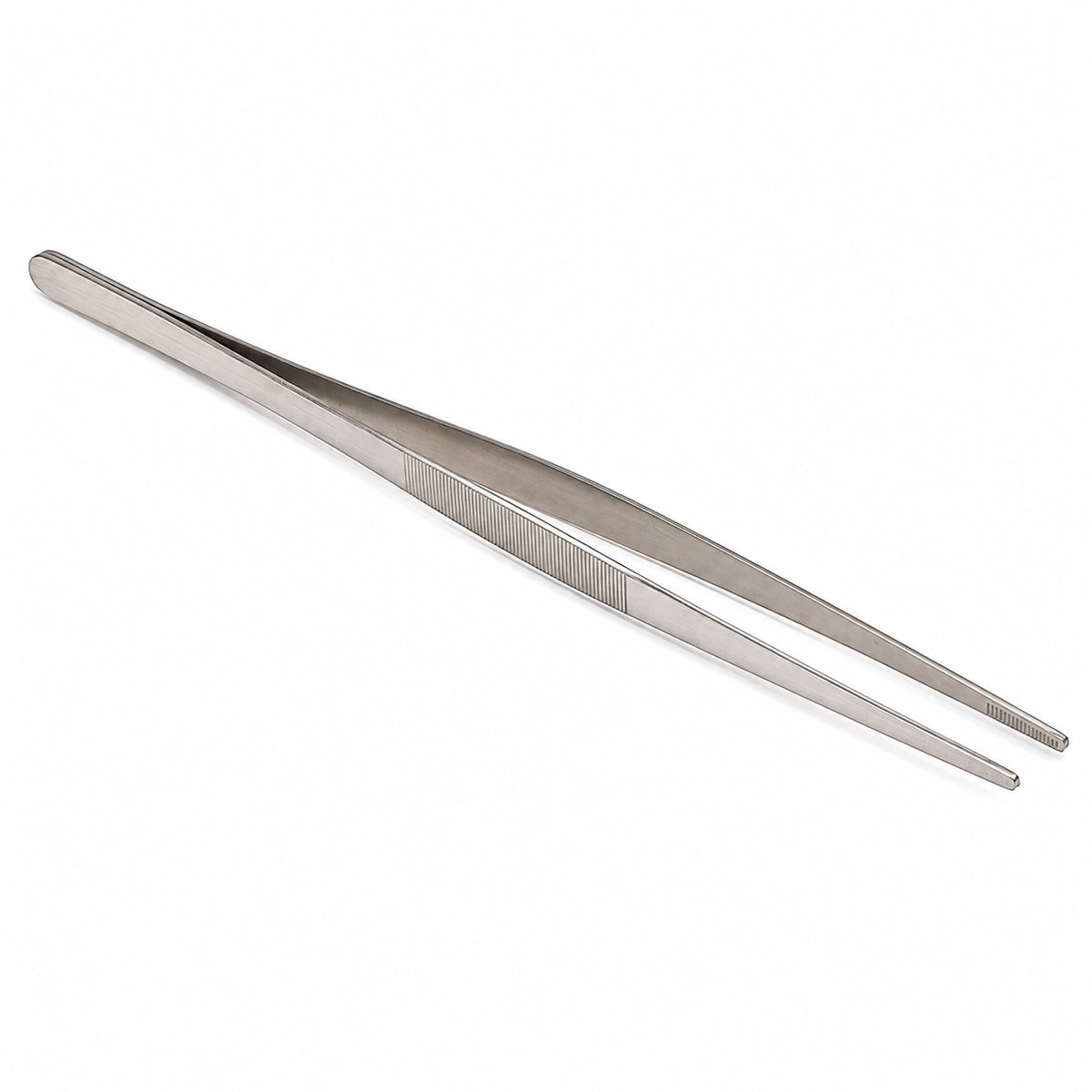 Professionele Keukenpincet 30 cm – RVS INOX Keukentang met Geribbelde Grip – Lange Serveertang voor Koken, Bakken en Garneren – Zilver