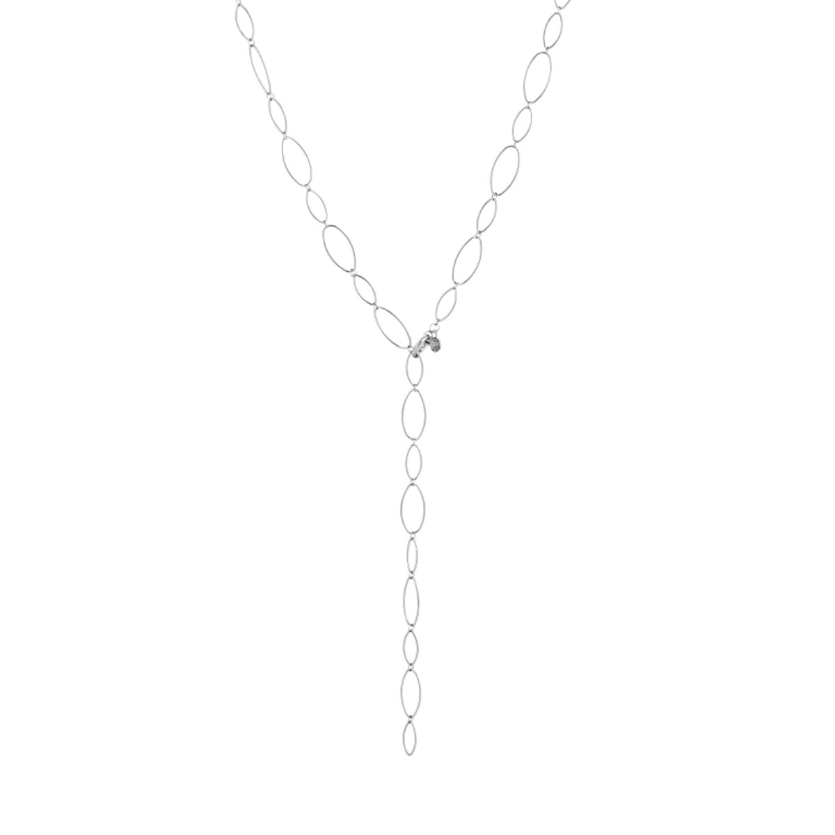 Luxe Y-Ketting Stainless Steel - Elegante Lange Schakelketting met Ovale Schakels - Chique Dames Sieraad - Zilver