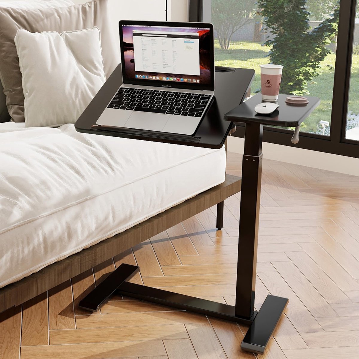 SnelShoppen - Bedtafel met Wielen - 68 x 40 cm - Multifunctioneel Staand Bureau - Zwart - Ideaal voor Thuis, Kantoor, Studeren en Relaxen