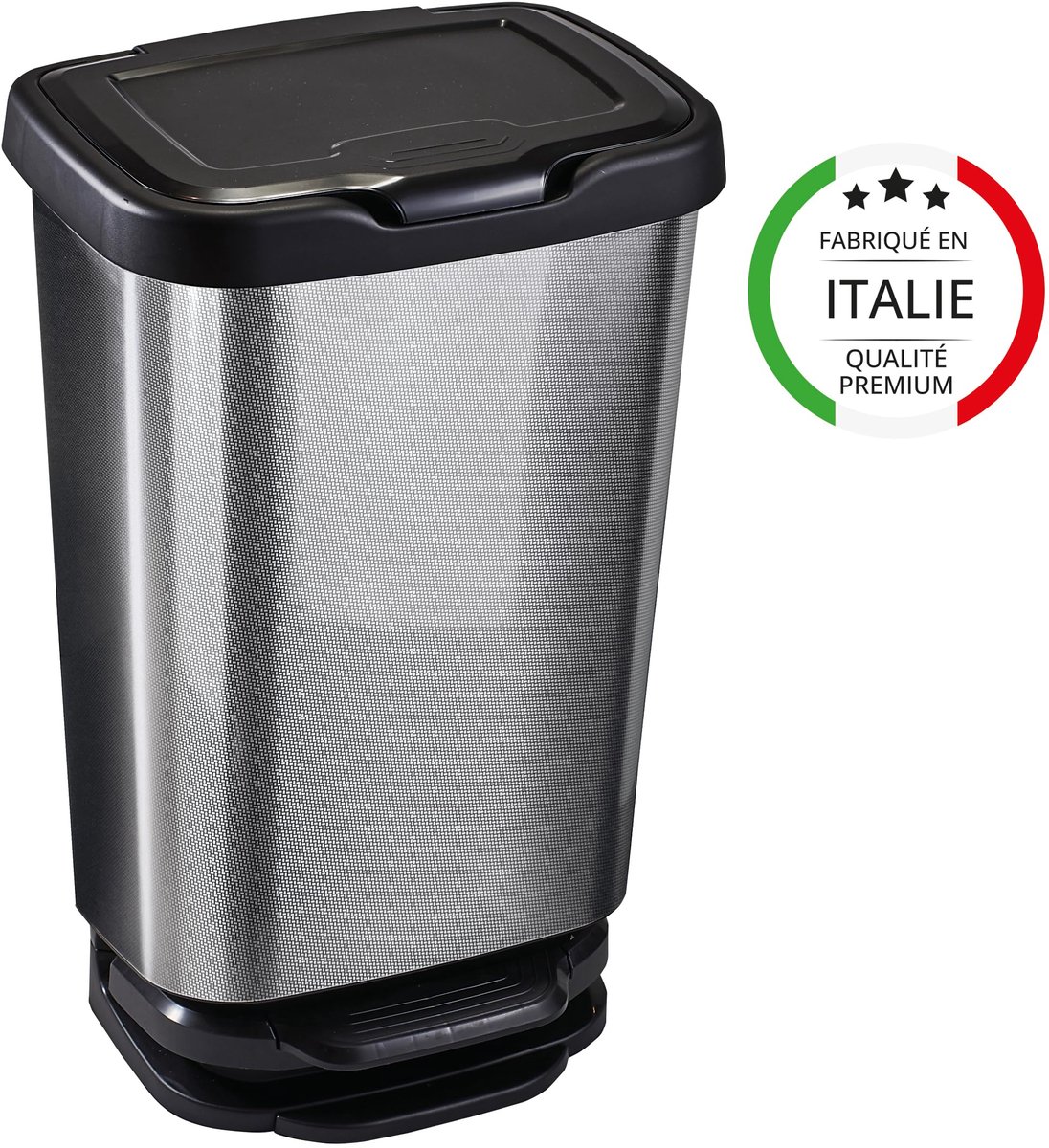 SnelShoppen - Keukenafvalemmer met pedaal 40 l - Softclose-systeem - Zachte sluiting - Carbon effect - Ideaal voor keuken, badkamer, bijkeuken - Made