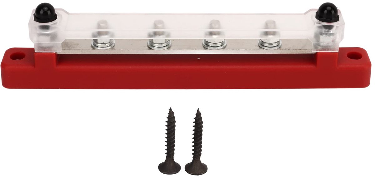 Dailygoods - Power Distribution Block - 6 Terminal Bus Bar voor Auto en Boot (Rood)