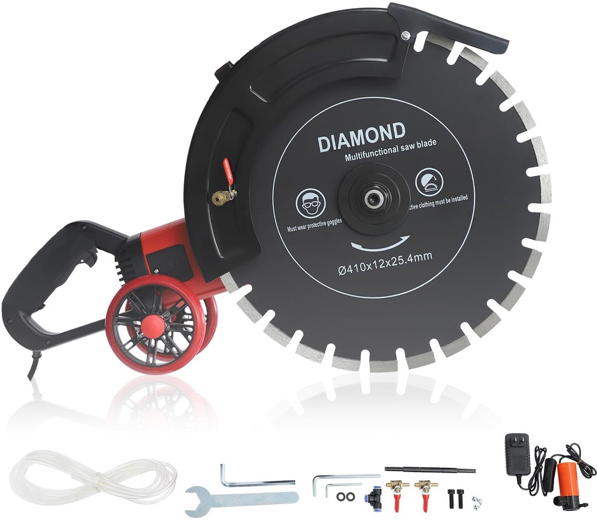 Dailygoods- Betonzaag 410 mm - 4000 W Zuivere Koperen Motor - Zaagdiepte 165 mm - Diamantblad voor Beton/Baksteen - Waterpomp BT-1230 - Geschikt voor Steen/Graniet - Betonzaagmachine